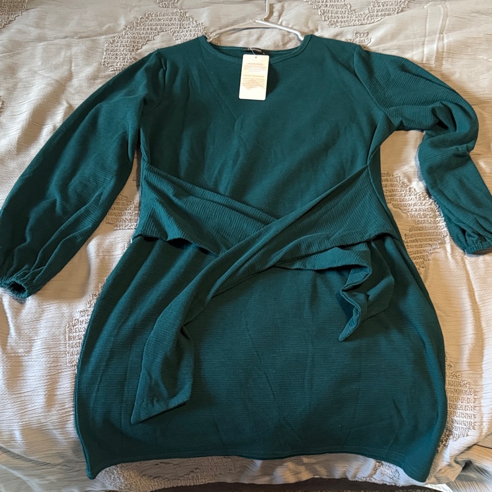 Chic Long Sleeve Teal Dress